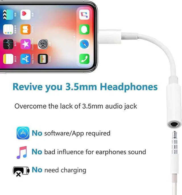 Alt view image 4 of 7 - (Latest Version) iPhone Adapter3 Pack Apple Lightning to 3.5mm Jack Aux Audio Accessories Headset Splitter Adaptor Compatible for Music Compatible with iPhone 14/13/XS/7 8 Support All iOS System