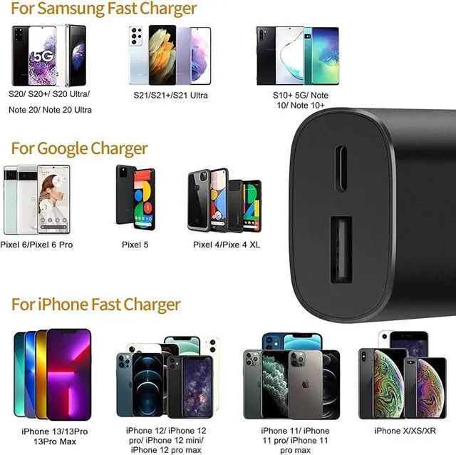 Alt view image 3 of 7 - Type C Charger,25W Super Fast Charger Dual Port USB C Wall Charger, Quick Charging Block Compatible with Samsung Galaxy S24/S23/S22/S22 Plus/S20/S21 Ultra Plus,Note 20/Tablet/Watch/Pixel 6 Pro/S8/S9