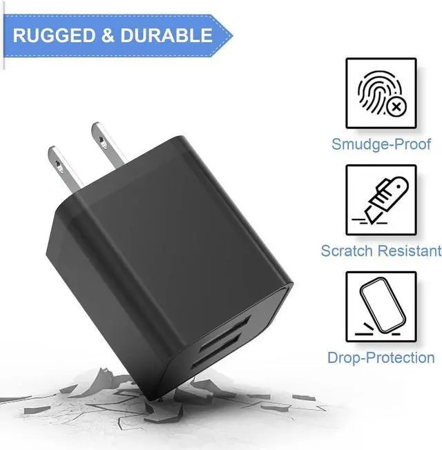 Alt view image 4 of 7 - 6Pack USB Wall Charger 2.4A Phone Charger Dual USB Port Cube Power Plug Adapter Fast Wall Chargers Block Compatible with iPhone 16/16 Pro/15/15 Pro  Galaxy Pixel LG Android-Black
