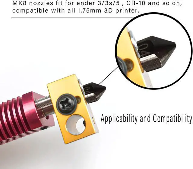 Alt view image 5 of 7 - MK8 Nozzles Hardened Steel 3D Printer Extruders Nozzles 0.4mm/ 1.75 mm High Temperature Wear Resistant Compatible with DIY Tools and A Ten-Grid Parts Box for CR-8/ CR-10/ Ender 3/ Ender 3S /5/6