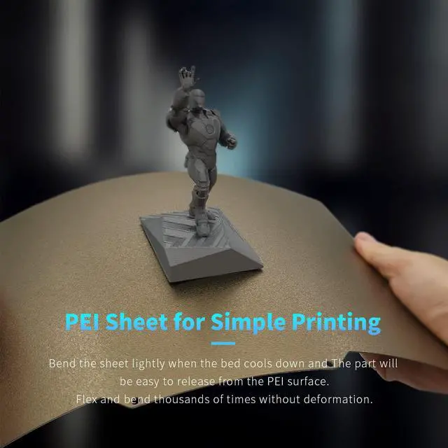 Alt view image 5 of 6 - Double Sided for Bambu Lab X1/X1C/X1E/P1P/P1S/A1 Build Plate PEI Sheet Heated Bed Spring Steel Flexible Platform 257.5x257.5 mm Textured Board for 3D Printer
