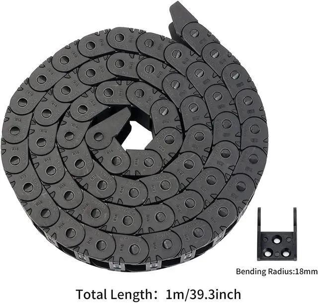 Alt view image 4 of 7 - FYSETC Drag Chain Cable Carrier 10x15mm - 39.3 inch R18 Black Plastic Flat Cable Chain: Small Radius Wire Chain Open Type with Extra 1 Pair End Connectors for CNC Router Mill 3D Printer DIY Part