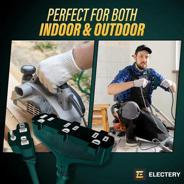 Alt view image 7 of 7 - Extension Cord Outdoor Multiple Plugs - 20 Ft Green Extension Outdoor Power Strip, 16/3 SJTW Waterproof Power Cable Indoor/Outdoor Multi Plug Outlet, ETL Listed