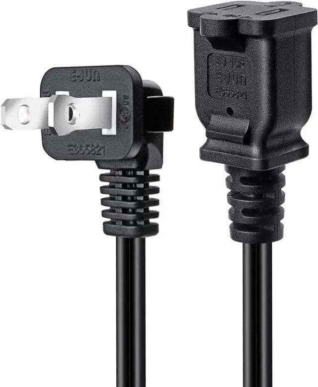 Alt view image 2 of 5 - 90 Degree Angled 1.5M/4.9FT Nema 1-15P to 1-15R Extension Cable,Polarized US 2-Prong Male-Female Extension Power Cord (Polarized Elbow/1.5M)