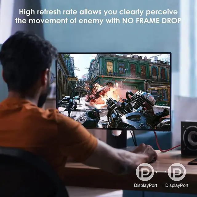 Alt view image 6 of 7 - VESA Certified DisplayPort 2.1 Cable 6.6ft, 16K DP 2.0 Cable Supports 80Gbps, 16K@60Hz, 8K@120Hz, 4K@240Hz/165Hz, 2K@360Hz HDR, HDCP2.2, 3D, ARC for TV, Gaming Monitor