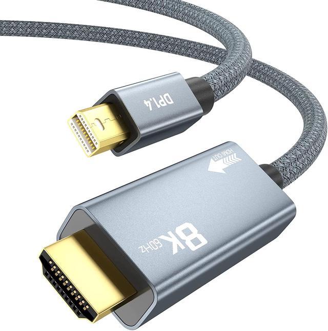 8K Mini DisplayPort to HDMI Cable 6.6FT, Mini DP to HDMI 2.1 Cord, Support  8K@60Hz, 4K@120Hz, 2K@240Hz, HDR, FreeSync, VRR, Dolby Vision for  Thunderbolt 2, iMac, Surface Pro/Dock, Monitor, Graphics 