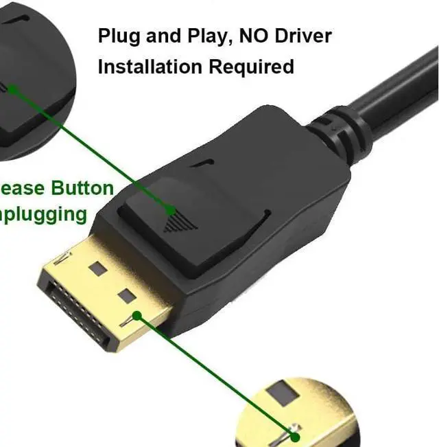 Alt view image 7 of 7 - Displayport to HDMI Cable 6FT/1.83M 2-Pack Display Port (DP) to HDMI Adapter 6FT Male to Male Cord Converter for PCs to HDTV Monitor Projector.
