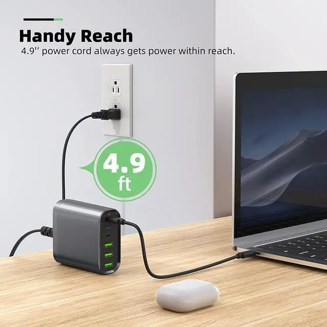 Alt view image 6 of 7 - USB C Charger,160W USB C Charging Station Laptop Charger 6-Port Portable USB C Wall Fast Charger USB C Power Adapter for MacBook Pro/Air,iPad Pro,iPhone 14/13/Mini/Pro/13Pro Max/12 Samsung Galaxy Note