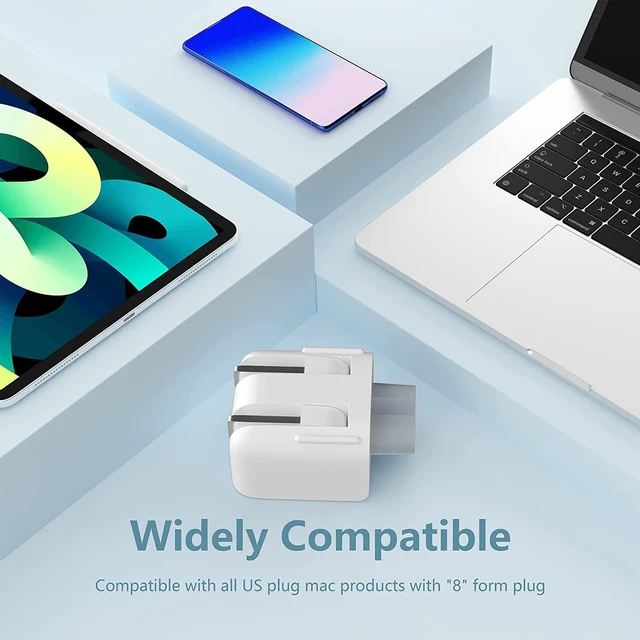 Alt view image 3 of 6 - AC Power Adapter US Wall Folding Plug Duck Head Charge Adapter US Standard Plug Duck Head for MacBook Pro/MacBook Air/Mac iBook/iPhone/iPod/etc
