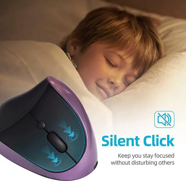 Alt view image 6 of 6 - Ergonomic Mouse Wireless Vertical Mouse Right Handed Small Mouse with 6 Buttons 1000/1200/1600 for Laptop Desktop PC MacBookPurple AA