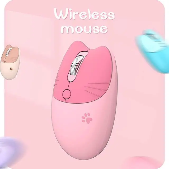 Alt view image 7 of 7 - Lomiluskr Cute Cat Wireless Mouse, Lightweight Soundless Mouse, 2.4G Wireless Mice, Candy Colors, Kawaii Mouse for Girls and Kids (Pink)
