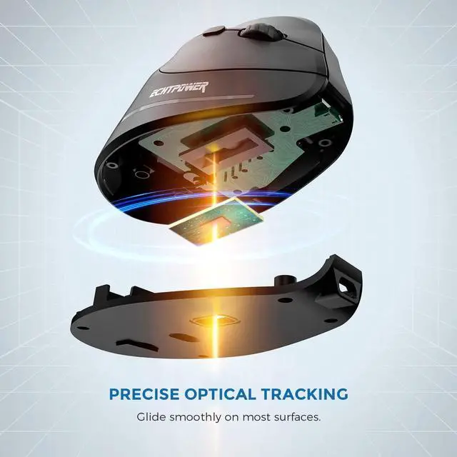 Alt view image 6 of 6 - ECHTPower Ergonomic Wireless Mouse, Vertical Mouse with Adjustable DPI 2400/1600/1000, Rechargeable Mice with LED Light, Ergo Mouse for Laptop/PC/Windows/macOS