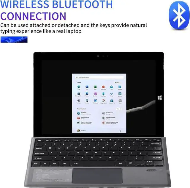 Alt view image 6 of 7 - Bluetooth 5.3 Wireless Magnetic Keyboard with Touchpad for Microsoft Surface Pro 4/5/6/7/7+ Portable Tablet Flip Stand Built in Battery Type C Charging Keyboard
