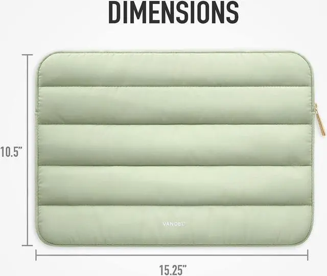 Alt view image 7 of 7 - Vandel Puffy 15-16 Inch Green Laptop Sleeve for Women and Men. MacBook Pro 16 Inch Case Cute Computer Sleeve 15.6 Inch HP Carrying Case Laptop Bag/Asus/Dell/HP Laptop Case 15.6 Inch Laptop Cover