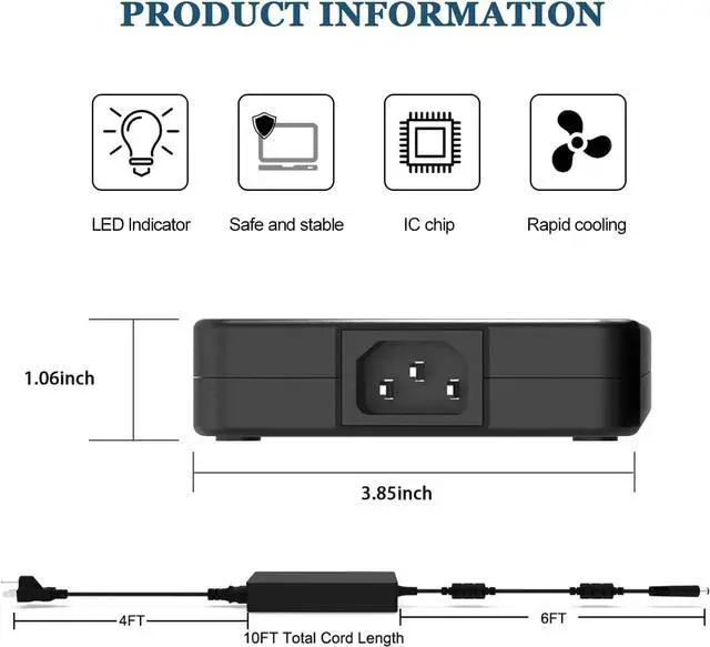 Alt view image 7 of 7 - 240W 180W Dell 19.5V 12.3A AC Adapter Laptop Charger Fit for Dell Alienware 15 17 R1 R2 R3 R4 R5 M15 M17 M11X M14X M17X G3 G5 G7 Precision 7710 7540 M6400 M6500 M6700 M6800 M4300 Power Supply Cord