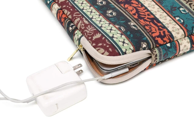 Alt view image 5 of 7 - Kayond Canvas Water-Resistant 14 Inch Laptop Sleeve case for 14.1inch Notebook Compute (14-14.1 inch Red Bohemia)