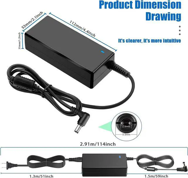 Alt view image 4 of 7 - for Toshiba Acer Asus Lenovo HP Notebook Samsung LG 19V 3.42A Laptop Charger Power Adapter 65W Supply Universal 19 Volts 3.33A 3.16A 2.37A 2.1A