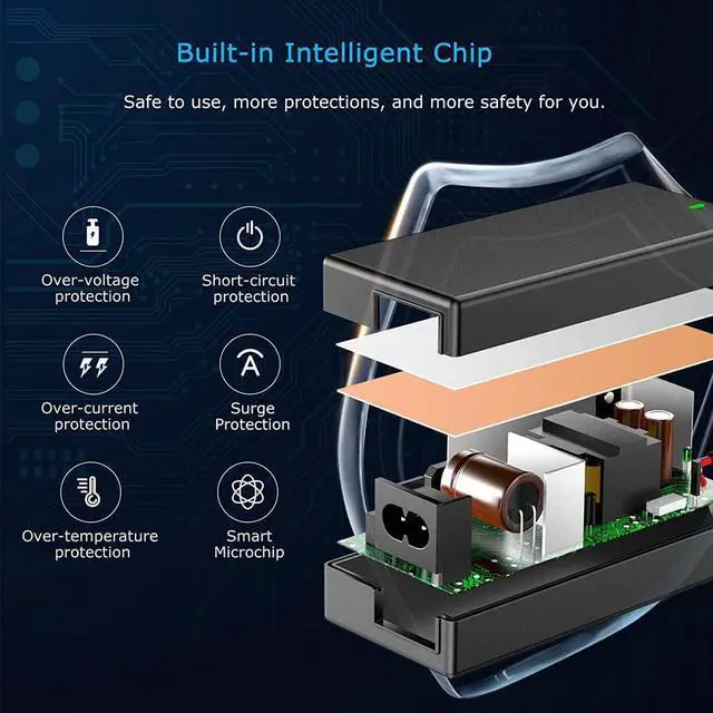 Alt view image 6 of 7 - 90W Universal Laptop Charger AC Adapter Power Cord with USB C Replacement for  HP    IBM Toshiba  Google MacBook Pro Fujitsu Notebook Ultrabook Chromebook