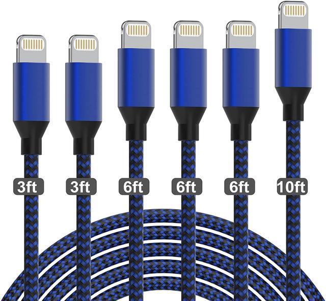 iPhone Charger [Apple MFi Certified] Lightning Cable 6PACK-3/3/6/6/6/10 FT  Nylon Braided USB Charging Cable High Speed Cord Compatible with iPhone  14/13/12/11 Pro Max/XS MAX/XR/XS/X/8/7/Plus/6S/6/iPad 