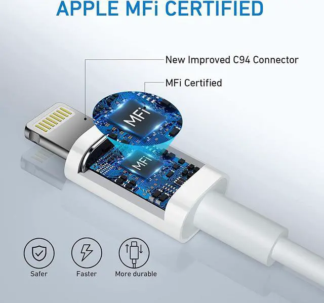 Alt view image 2 of 7 - 3-Pack 6ft Lightning Cable for iPhone Fast Charging USB A to Lightning Cable Compatible with iPhone 14 Pro Max/14 Pro/13/12 iPad AirPods MFi Certified
