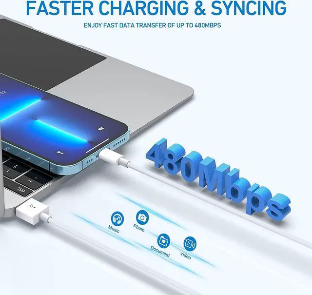 Alt view image 6 of 7 - 3-Pack 6ft Lightning Cable for iPhone Fast Charging USB A to Lightning Cable Compatible with iPhone 14 Pro Max/14 Pro/13/12 iPad AirPods MFi Certified