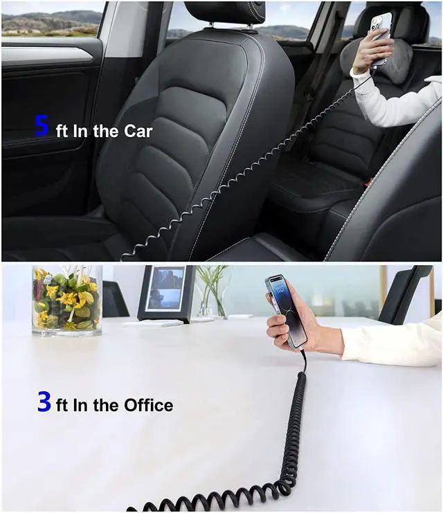 Alt view image 7 of 7 - iPhone Charger Cable for Car (3FT/5FT) 2Pack Coiled Lightning Cable [Apple MFi Certified] Retractable Charging Cord Compatible with iPhone 14/13/12/11 Pro Max/XS MAX/XR/XS/8/iPad/iPod/CarPlay