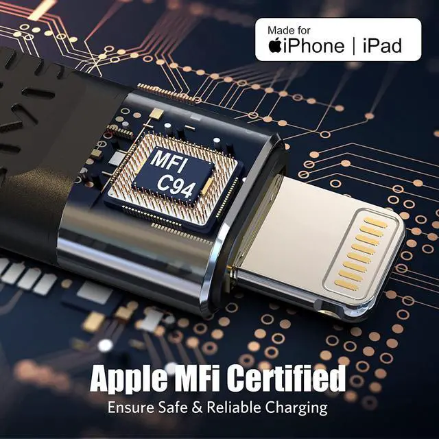 Alt view image 2 of 7 - Short USB C to Lightning Cable [MFi Certified-13.5cm] 30W Fast Charging for 14 Pro/14/13/13 Pro/12 Pro Max/12/11/11 Pro/X/XS AirPods iPad Pro Air Mini MacBook (Not Work with DAC)- Black