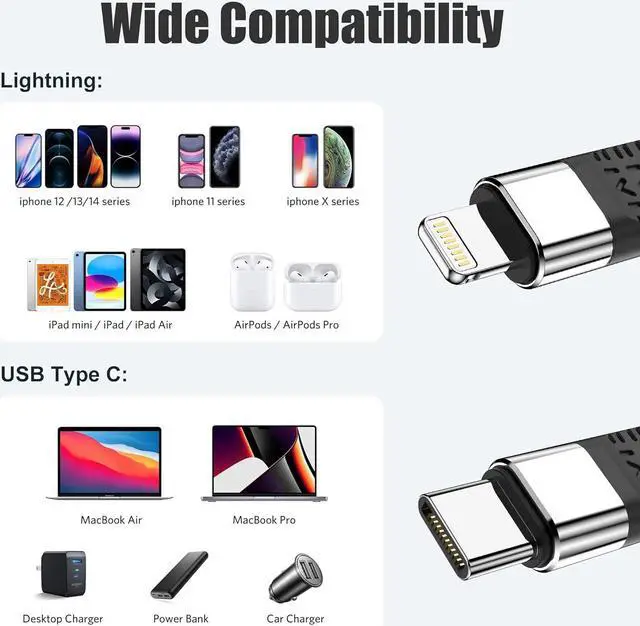 Alt view image 4 of 7 - Short USB C to Lightning Cable [MFi Certified-13.5cm] 30W Fast Charging for 14 Pro/14/13/13 Pro/12 Pro Max/12/11/11 Pro/X/XS AirPods iPad Pro Air Mini MacBook (Not Work with DAC)- Black