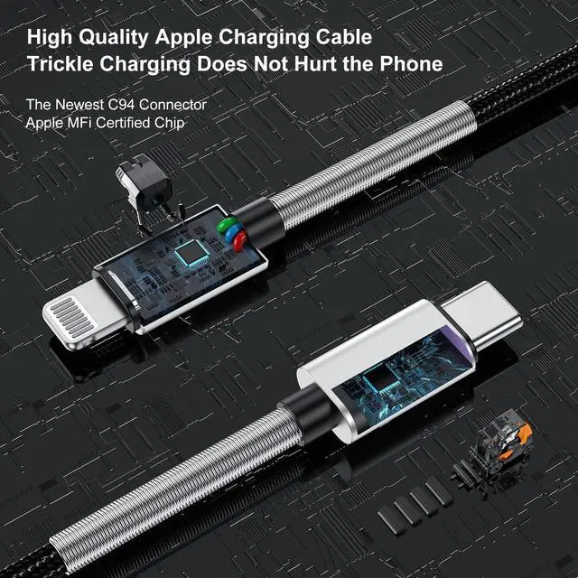 Alt view image 2 of 7 - 2Pack 10ft iPhone Fast Charger Cable [ MFi Certified] Long USB C to Lightning Cable 10 Foot High Fast 10 Feet  Charging Cord for  iPhone 14/14 Pro Max/13 Mini/12/11/XS/XR/8/7Plus iPad