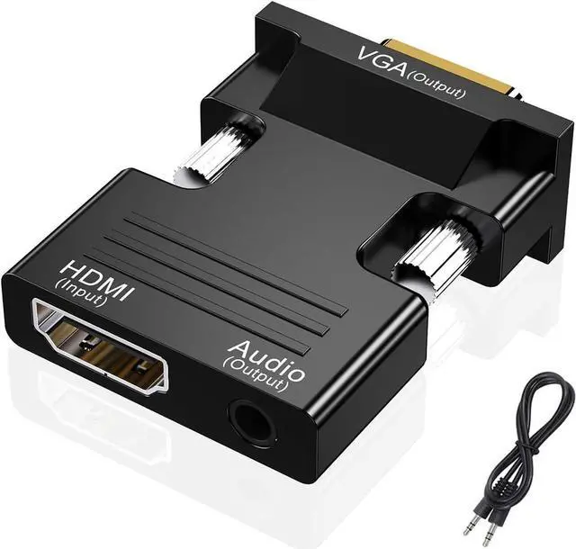 Main image of HDMI to VGA Adapter HDMI to VGA Audio Output Cable Computer Set-top Box Converter Connector Adapter for Laptop PC Monitor Projector HDTV Chromebook  Xbox(3.5mm Stereo Cable Included)