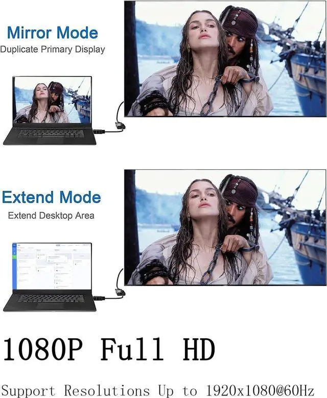 Alt view image 5 of 7 - HDMI to VGA Adapter Gold-Plated HDMI to VGA Adapter Male to Female for Computer Desktop Laptop PC Monitor Projector HDTV Chromebook Raspberry Pi Roku Xbox and More - Black