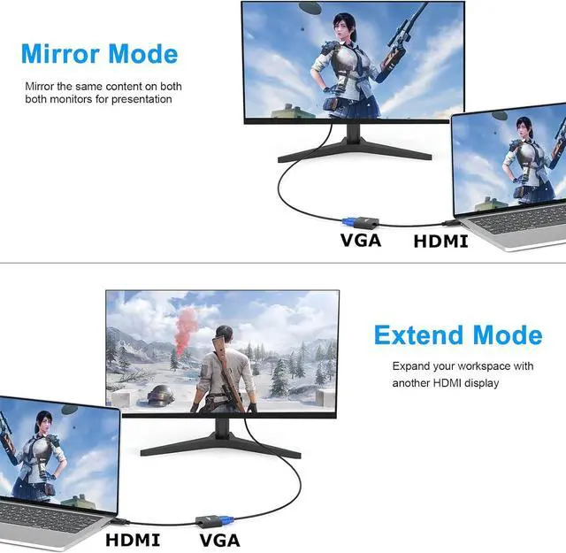 Alt view image 5 of 7 - HDMI to VGA Adapter 5 Pack Black HDMI to VGA Adapter Male to Female Cable 1080P for Desktop Laptop PC Monitor Projector HDTV Chromebook Raspberry Pi Roku Xbox and More-Braided
