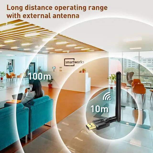 Alt view image 7 of 7 - EDUP Long Range Bluetooth Adapter for PC Bluetooth 5.0 USB High Gain for Desktop Laptop Bluetooth Dongle EDR Wireless Receiver Transfer for Mouse, Keyboard,Speakers,Windows 11/10/8/8.1/7