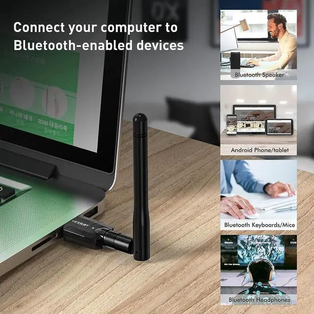 Alt view image 2 of 7 - EDUP Long Range Bluetooth Adapter for PC Bluetooth 5.0 USB High Gain for Desktop Laptop Bluetooth Dongle EDR Wireless Receiver Transfer for Mouse, Keyboard,Speakers,Windows 11/10/8/8.1/7