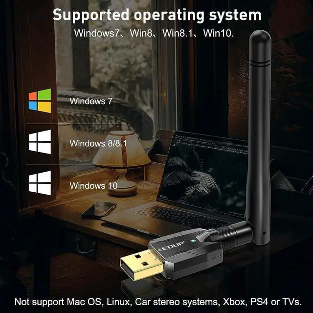 Alt view image 6 of 7 - EDUP Long Range Bluetooth Adapter for PC Bluetooth 5.0 USB High Gain for Desktop Laptop Bluetooth Dongle EDR Wireless Receiver Transfer for Mouse, Keyboard,Speakers,Windows 11/10/8/8.1/7