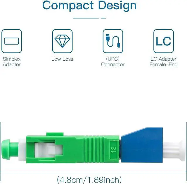 Alt view image 2 of 7 - 20-Pack SCAPC Male to LCUPC Female Singlemode Adapter Fiber Optic Connector FTTH Convertor for Visual Fault Locator