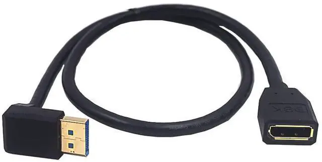 Main image of 2ft DisplayPort 8K Extension Cable 90 Degree Up Angle DisplayPort Male to DisplayPort Female Extender Ultra HD Cable DP 1.4 Version Extension Adapter Cord 8K@60HZ (Up Angle M/FM)