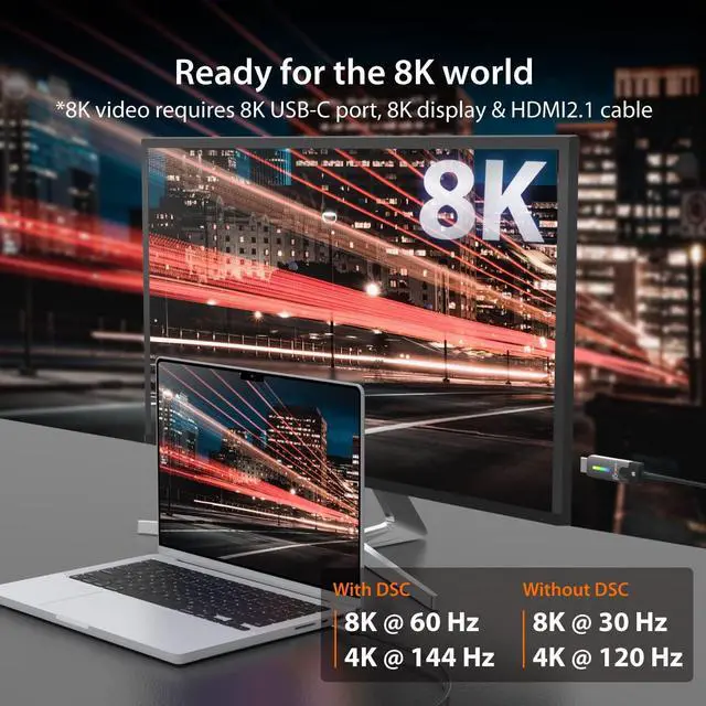 Alt view image 2 of 7 - j5create USB Type C to HDMI Cable- 5.9FT / 1.8m (8K@60Hz, 4K@120Hz) with RGB LED Light for MacBook Pro, MacBook Air, iPad Pro, Samsung Galaxy, Surface Pro, Dell, HP (JCC157)