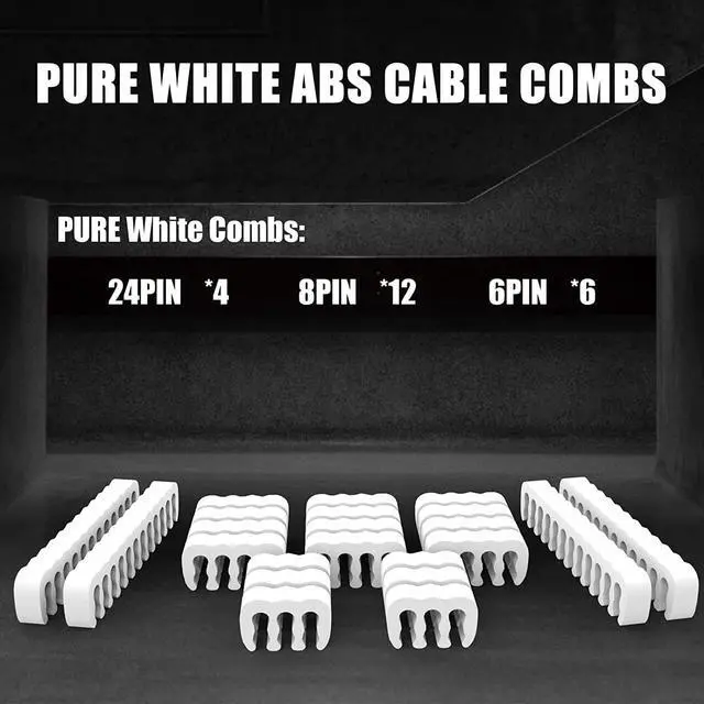 Alt view image 3 of 6 - PSU Cable Extension Kit 30CM Length with Cable Combs 1x24Pin/1x8Pin(4+4) EPS/2x8Pin(6P+2P) PCI-E/PC Sleeved Cable for ATX Power Supply(White)