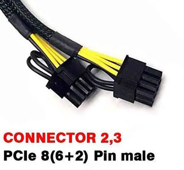 Alt view image 4 of 4 - Vszerda 8 Pin Male to Dual 8(6+2) Pin Male PCIe Sleeved PCI Express Power Adapter Splitter Cable for D.ell Only T3600 T3610 T5600 T5610 T5610 T7600 T7610 5810 T5810 T7810 T7910 (17 inches)