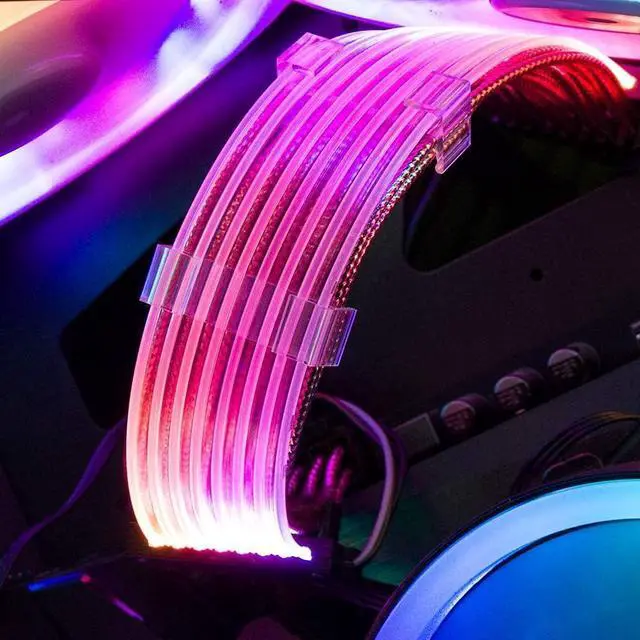 Alt view image 7 of 7 - 24Pin ATX Motherboard RGB Extension Power Supply Cable for PC Case DIY Computer Cord Custom Build Gaming Case Modding