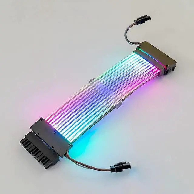 Alt view image 6 of 7 - 24Pin ATX Motherboard RGB Extension Power Supply Cable for PC Case DIY Computer Cord Custom Build Gaming Case Modding