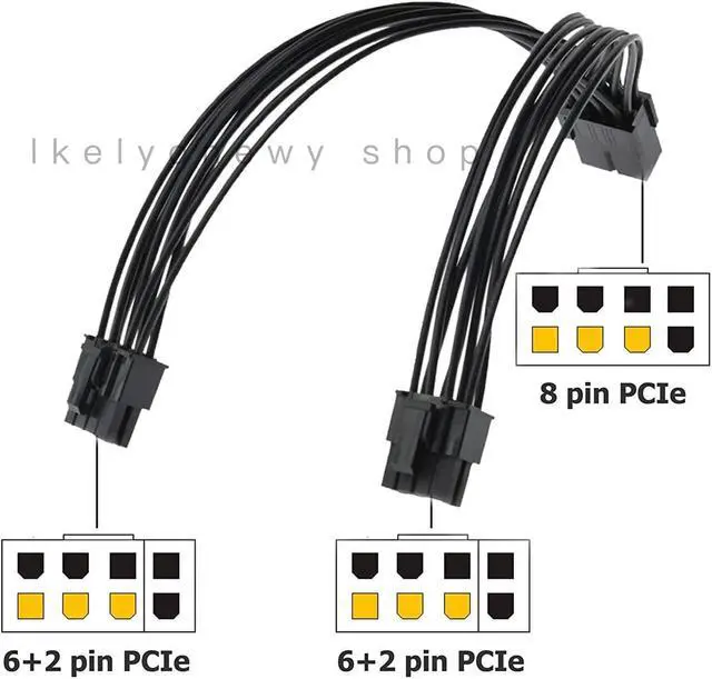 Alt view image 6 of 7 - 2Pcs Pcie Gpu Power Extension Cable Splitter Adapter Sleeved 8 Pin to 6 pin Dual Standard Female Male Braided Cables(lkelynewy)