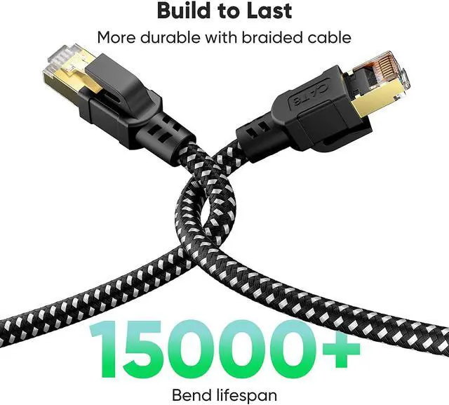 Alt view image 6 of 7 - BUSOHE Cat 8 Ethernet Cable 50FT, High Speed Braided Shielded Heavy Duty RJ45 LAN Internet Network Cable, 40Gbps 2000MHz Gigabit Patch Cord Compatible for Modem/Router/Gaming/PC