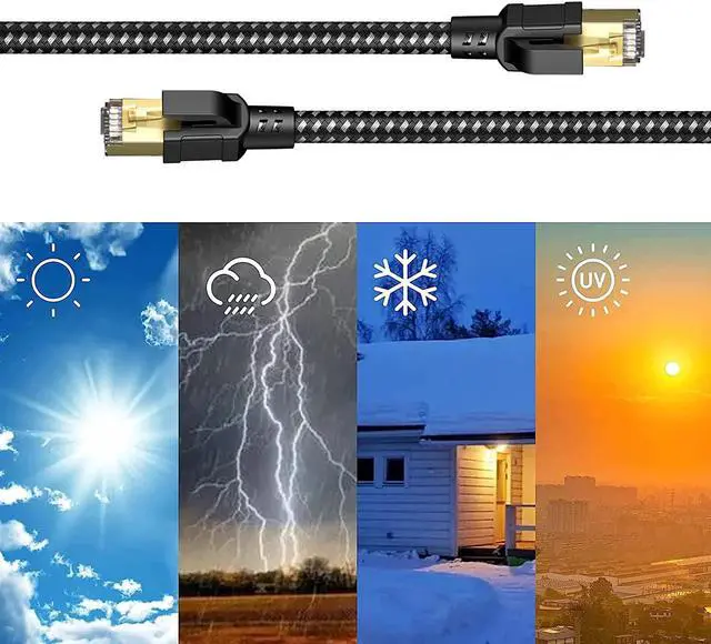 Alt view image 4 of 7 - BUSOHE Cat 8 Ethernet Cable 50FT, High Speed Braided Shielded Heavy Duty RJ45 LAN Internet Network Cable, 40Gbps 2000MHz Gigabit Patch Cord Compatible for Modem/Router/Gaming/PC