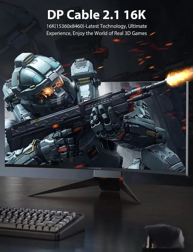 Alt view image 7 of 7 - Stouchi Displayport 2.1 Cable 10FT/3M, 80Gbps [16K@60Hz, 8K@120Hz, 4K@240Hz, 1080P@360Hz] HDR, HDCP, DSC 1.2a, FreeSync G-Sync DP Cable for Gaming Monitor, RTX 5090, RX 9070, RTX 6000 Ada