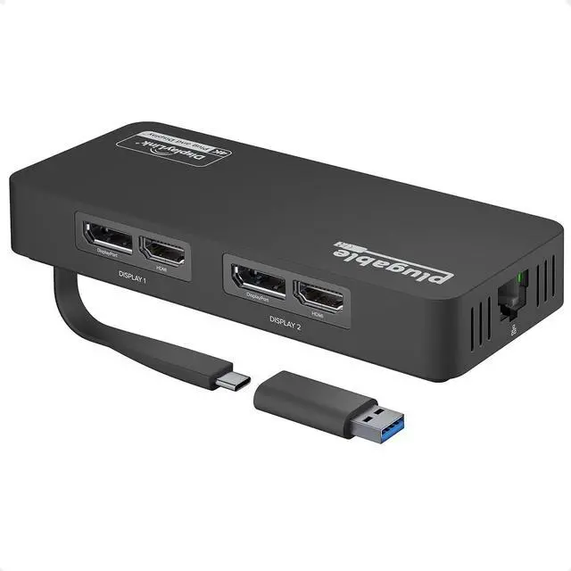 Main image of 4K DisplayPort and HDMI Dual Monitor Adapter for USB 3.0 and USB-C Compatible with Windows and ChromeOS