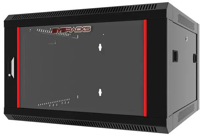 Main image of Sysracks 6U Wall Mount Server Rack Cabinet, 24-Inch Deep, for 19-Inch Equipment, Locking Glass Door and Adjustable Rails