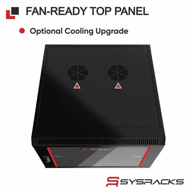 Alt view image 5 of 7 - Sysracks 6U Wall Mount Server Rack Cabinet, 24-Inch Deep, for 19-Inch Equipment, Locking Glass Door and Adjustable Rails