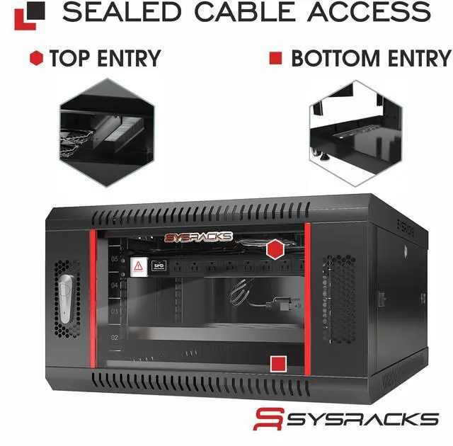 Alt view image 5 of 8 - Sysracks 6U Wall Mount Server Rack Cabinet, 24-Inch Deep, for 19-Inch Equipment, PDU and Fan